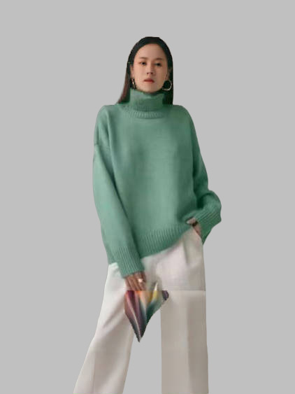 Women's solid color turtleneck sweater, European and American style, autumn and winter loose fit, versatile, classic best-selling knitwear, factory price wholesale. - Image 7