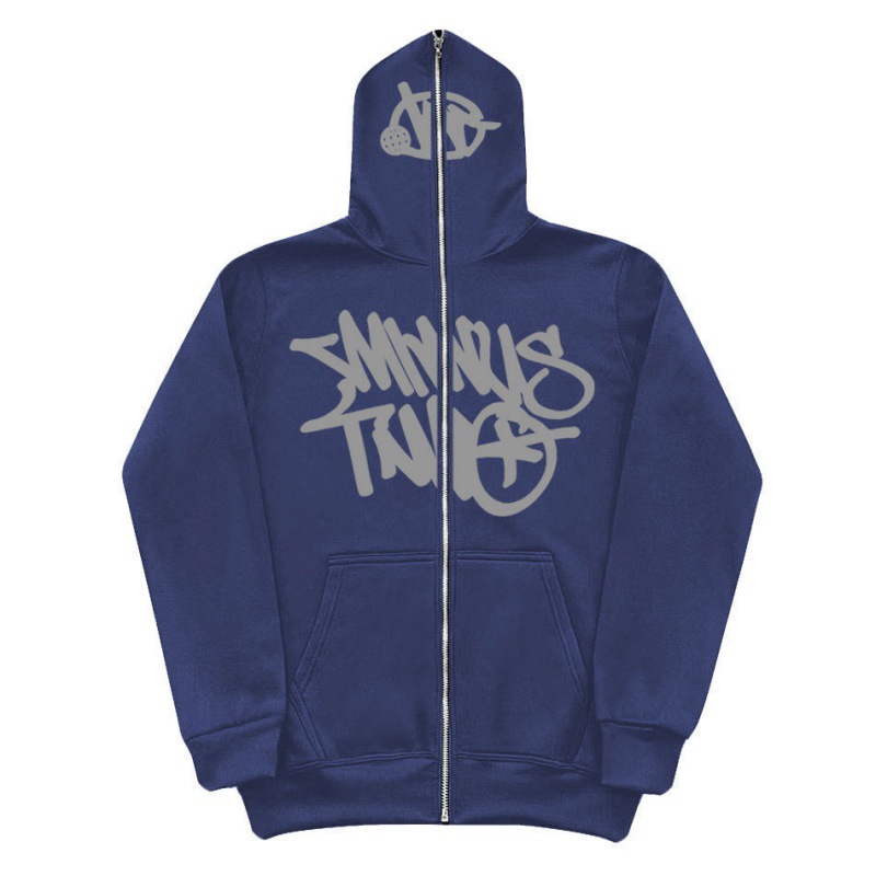 Y2K Unisex Fleece Hooded Sweatshirt Full Zip Plus Size Streetwear Stussy Tour Jacket - Image 4