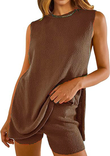 Popular Knitwear Set - Cross-border Summer Women's Clothing - European and American Style Knitwear, Loose Sleeveless Casual Sweater Two-Piece Set - Image 21