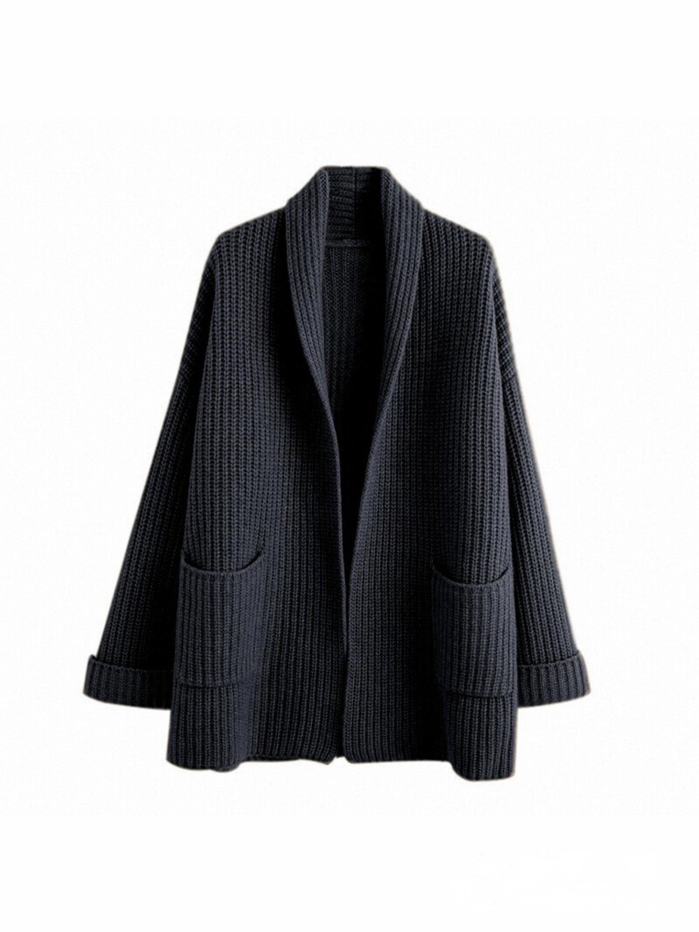 Cross-border Amazon Autumn/Winter New Women's Thick Solid Color V-neck Knitted Cardigan Loose Coat Cross-border Amazon - Image 11
