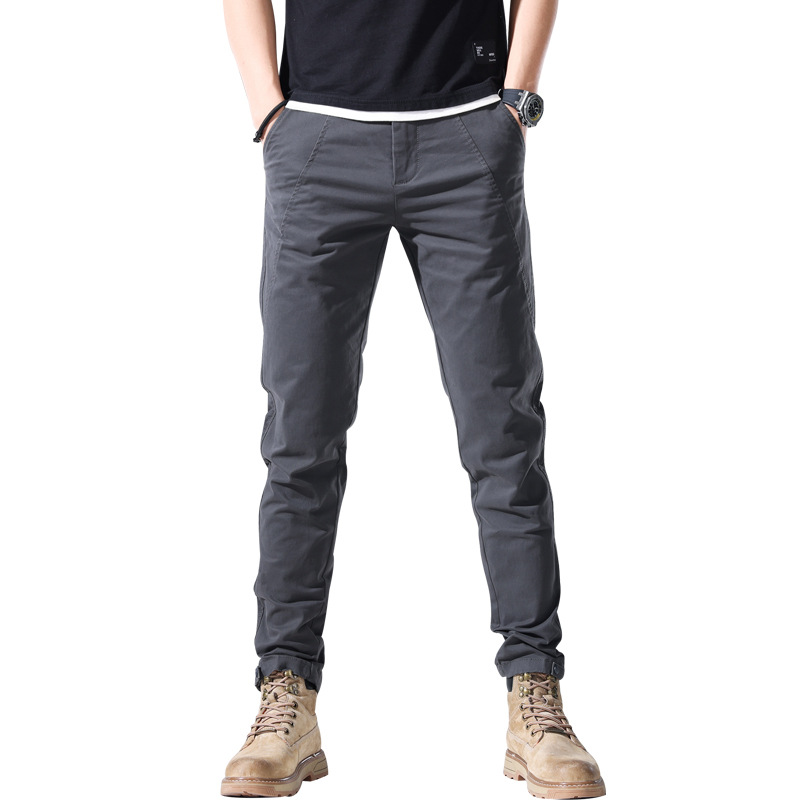 Trendy soft men's stretch casual pants for young men Korean style slim fit solid color versatile skinny long pants for men - Image 6