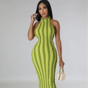 2023 Summer Amazon Style Popcorn Backless Halter Neck Sexy Dress for European and American Women