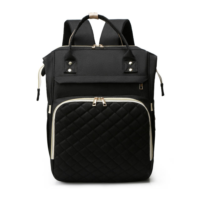 Cross-border classic mommy bag embellished with small coin purse multi-function USB charging mother and baby bag light solid color mommy bag - Image 10