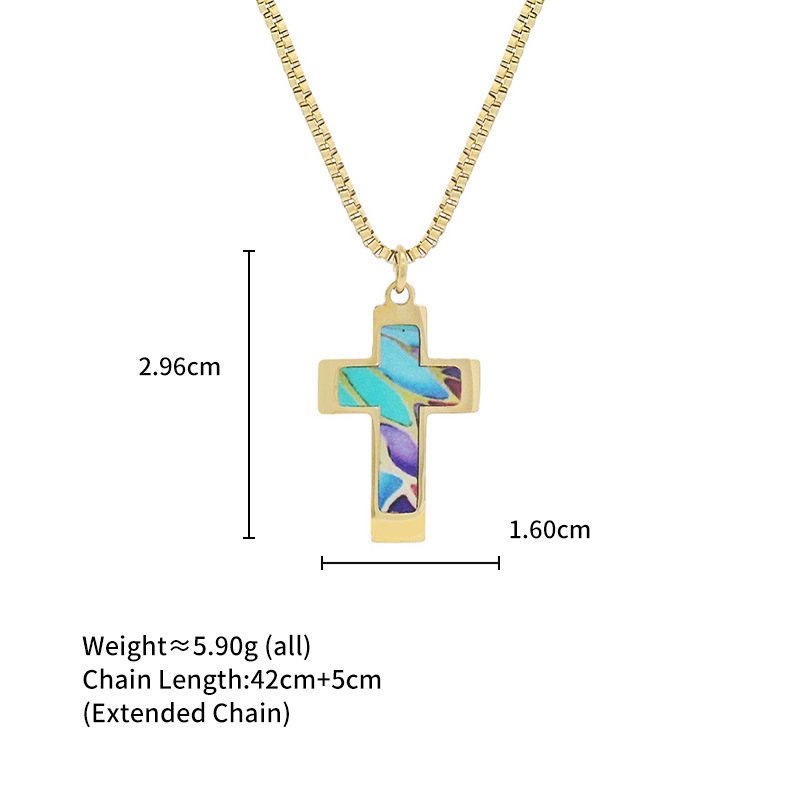 Xuping's new fashionable stainless steel 14k color cross necklace, European and American style, unique hip-hop trendy jewelry for women. - Image 7