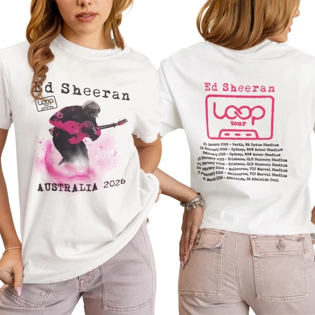 Ed Sheeran Loop Tour Australia 2026 Tour merchandise T-shirt, unisex style for fans. - Image 2