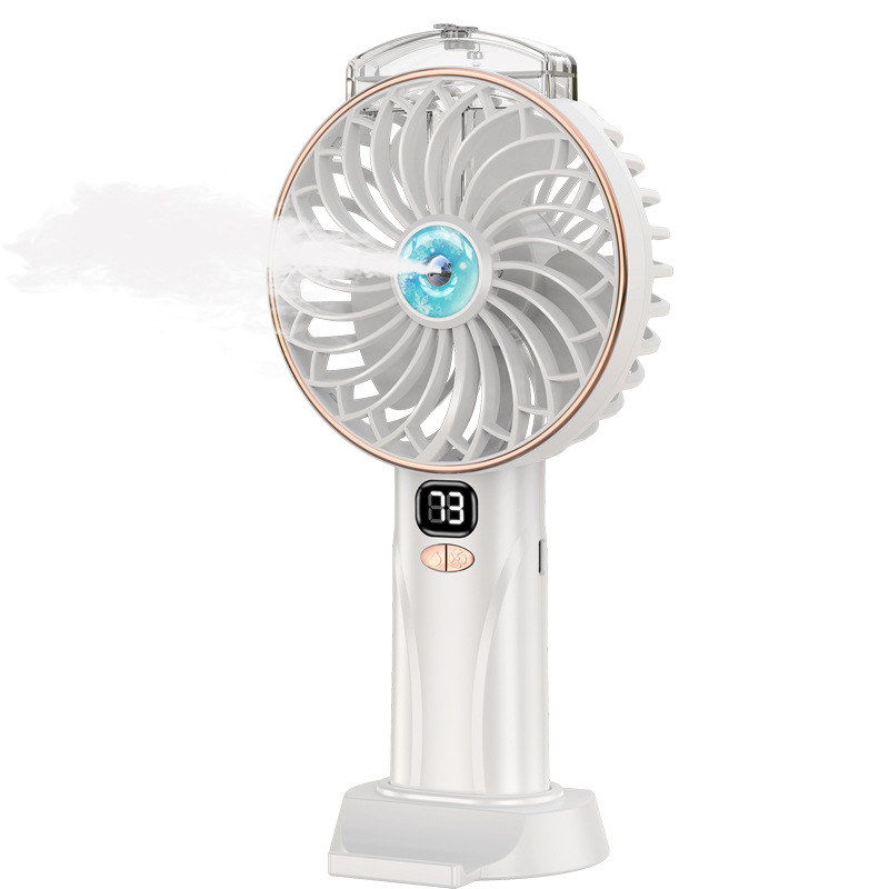 Handheld spray small fan water replenishment humidification student desktop digital display light sound brushless charging refrigeration water spray cooling fan - Image 5