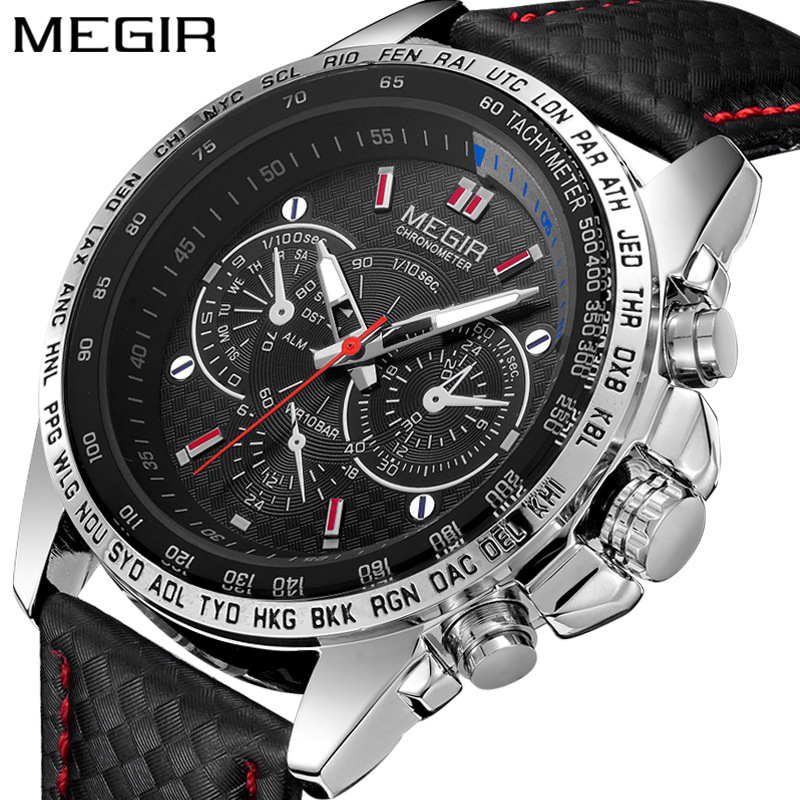 MEGIR cross-border hot sale wholesale waterproof watch for men fake eye decoration six-pin sports watch - Image 4