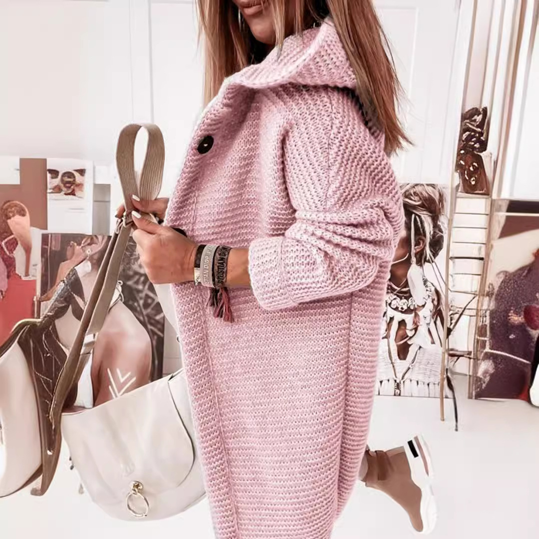 2025 New Style Hooded Knit Cardigan, Elegant and Commuting Style, Loose Fit, Plus Size, Cross-border Sweater - Image 4