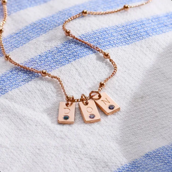 Amazon's new premium stainless steel etched 26-letter alphabet pendant DIY birthstone rectangular necklace - Image 13