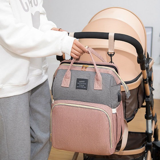 Mommy bag cross-border hot-selling model with mosquito net toy stick bed bag all-in-one multifunctional mother and baby bag large capacity mommy bag - Image 4