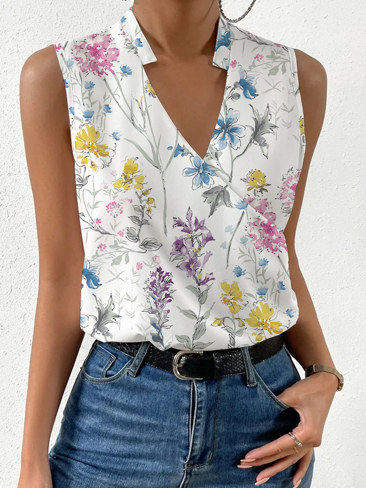 2025 Summer New Women's Printed V-Neck Top/Shirt with European and American French Design for Foreign Trade and Cross-Border Trade - Image 11
