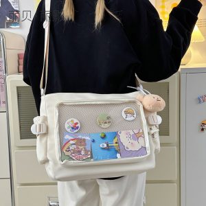 Transparent, smudged, ita-bag, versatile school style, Libeli Shadow backpack, large capacity, shoulder bag, crossbody bag, girly messenger bag