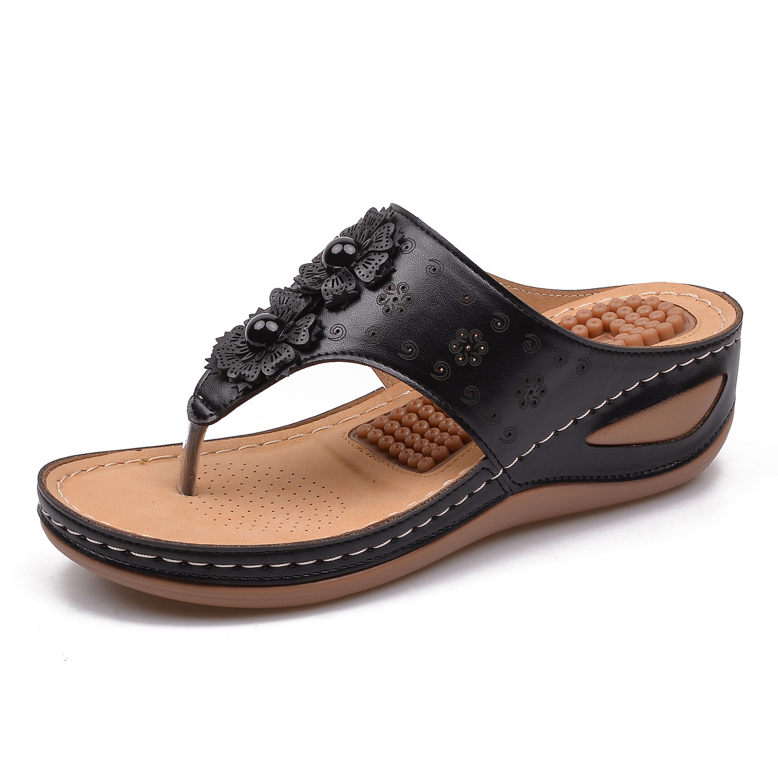 European and American flip-flops women's non-slip outerwear new summer fashion casual wedge heel thick-soled beach sandals - Image 4