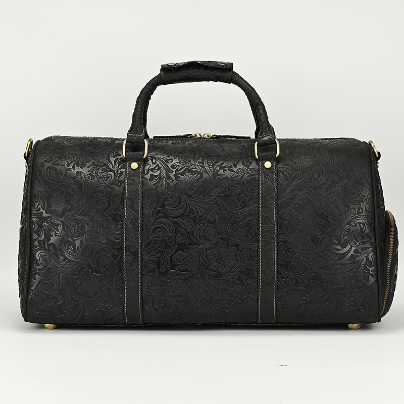 Retro Crazy Horse Leather Travel Bag for Men, Genuine Leather Luggage Bag, 20-inch Large Capacity Handbag with Shoe Compartment, Gym Bag - Image 10