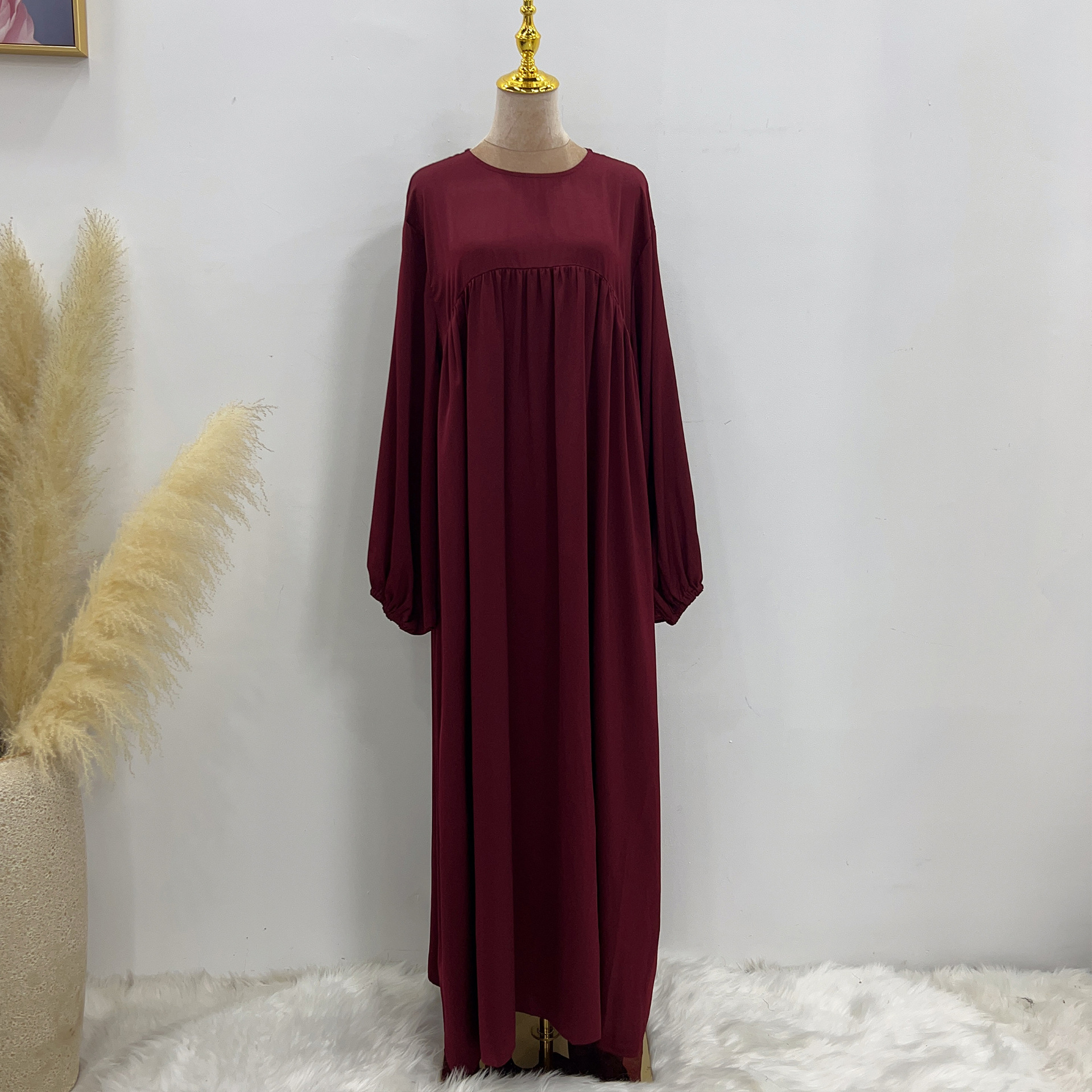 2023 Loriya AliExpress Amazon Swing Solid Color Loose Comfortable Robe Dress LR592 - Image 15