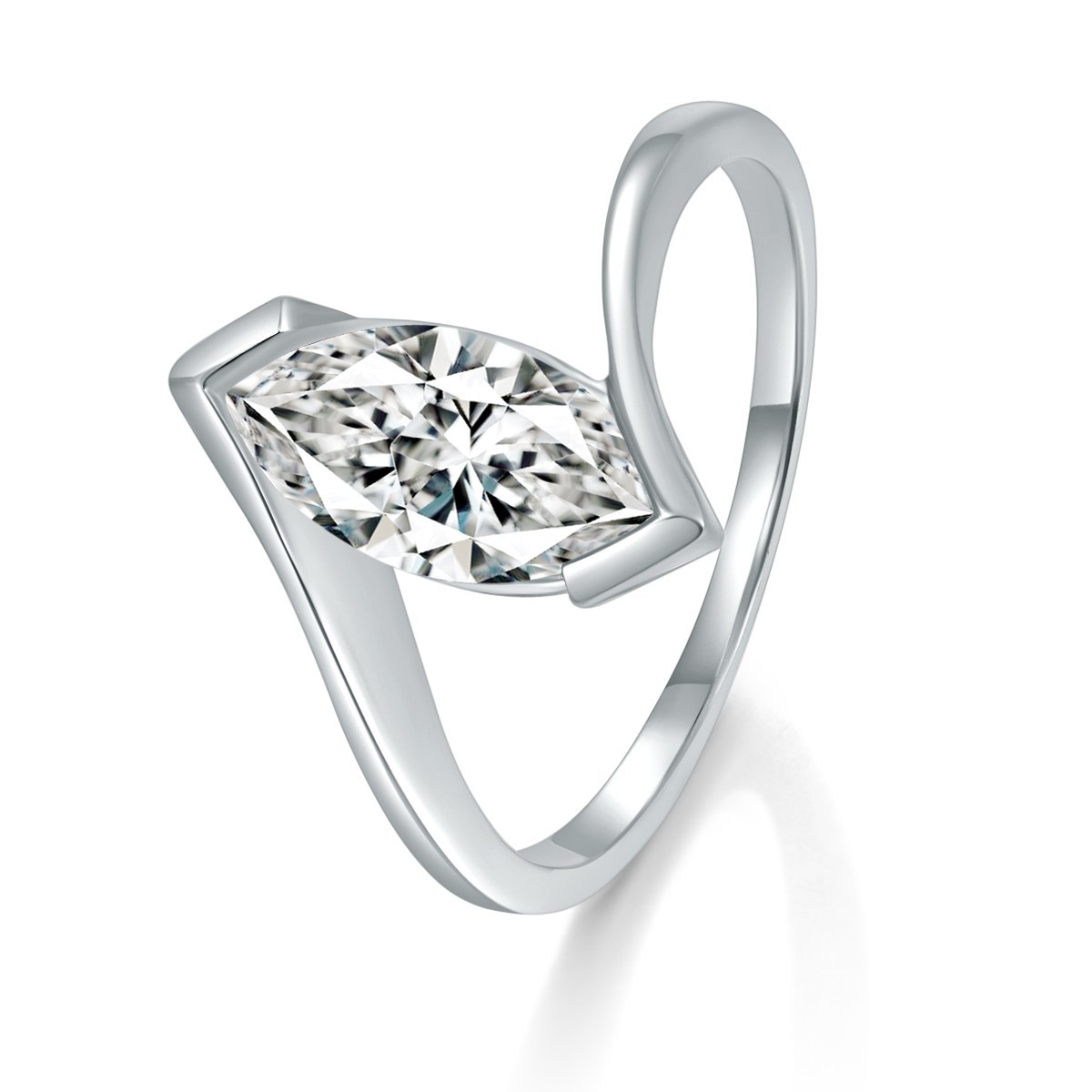 Moissanite 1-carat eye ring, S925 gold-plated, olive-shaped, European and American style fashion ring for women. - Image 5