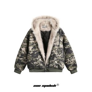 EON MODISH 24 Winter New Arrivals: High-Quality Camouflage Fur-Collar Cotton Jacket