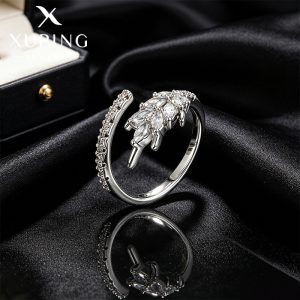 Xuping minimalist ins style open ring, copper alloy plated with white wheat ears, fashionable European and American style cross-border ring wholesale for women.