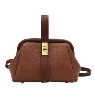 Cross-border bag women's bag 2022 fashion new lychee pattern clip handbag fashion all-match shoulder Messenger bag