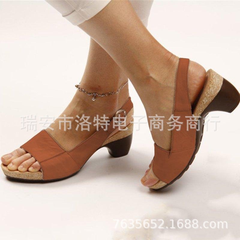 Independent station foreign trade new 2022 spring fish mouth clip toe beach women's thick heel sandals large size 35-43 women's shoes - Image 10