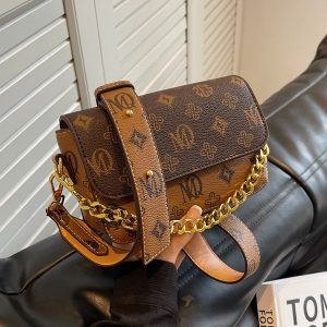Patterned Chain-Detail Crossbody Bag
