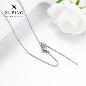 Xuping stainless steel white-plated simple everyday easy-to-match lobster buckle plain chain classic pin chain clavicle chain wholesale women's