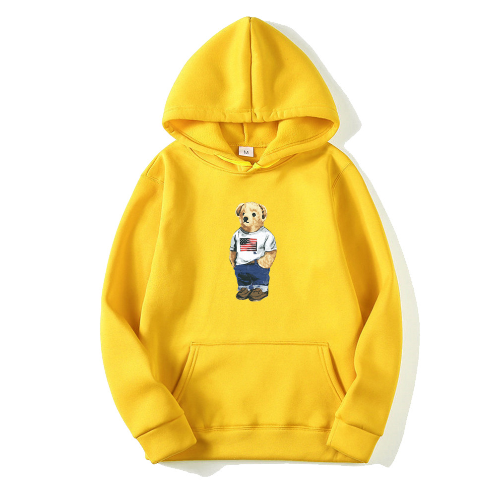 Bear print spring and autumn 2021 thickening new leisure sports hooded long-sleeved sweater AliExpress - Image 6