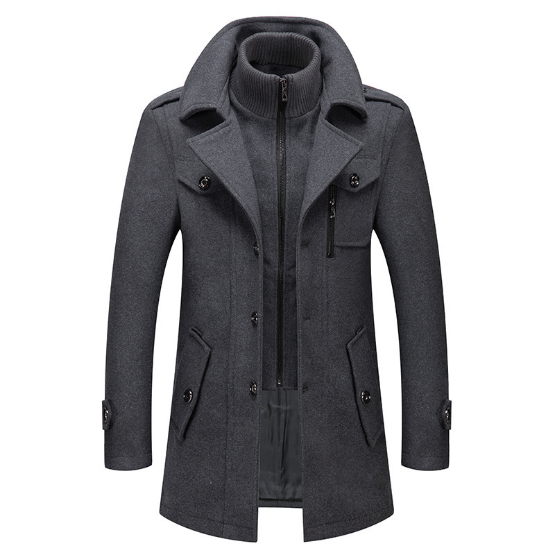 2024 autumn and winter men's business woolen coat fashionable double collar cold-resistant woolen coat cross-border woolen coat men - Image 3