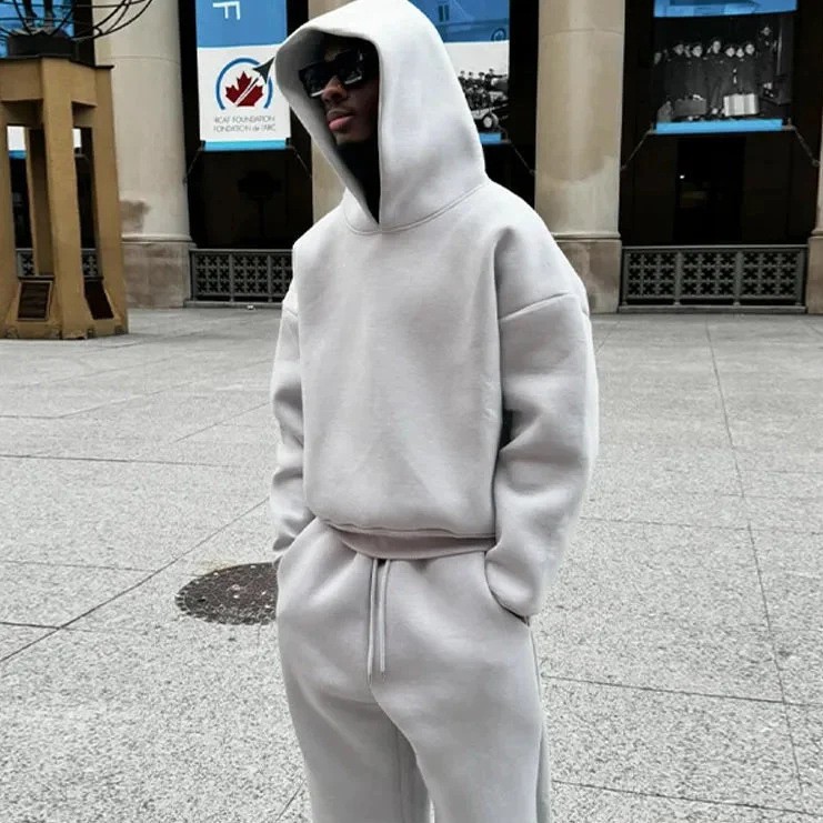 Autumn European and American cross-border casual simple couple fashion hoodie sweatshirt solid color loose sweatshirt sweatpants wholesale - Image 5