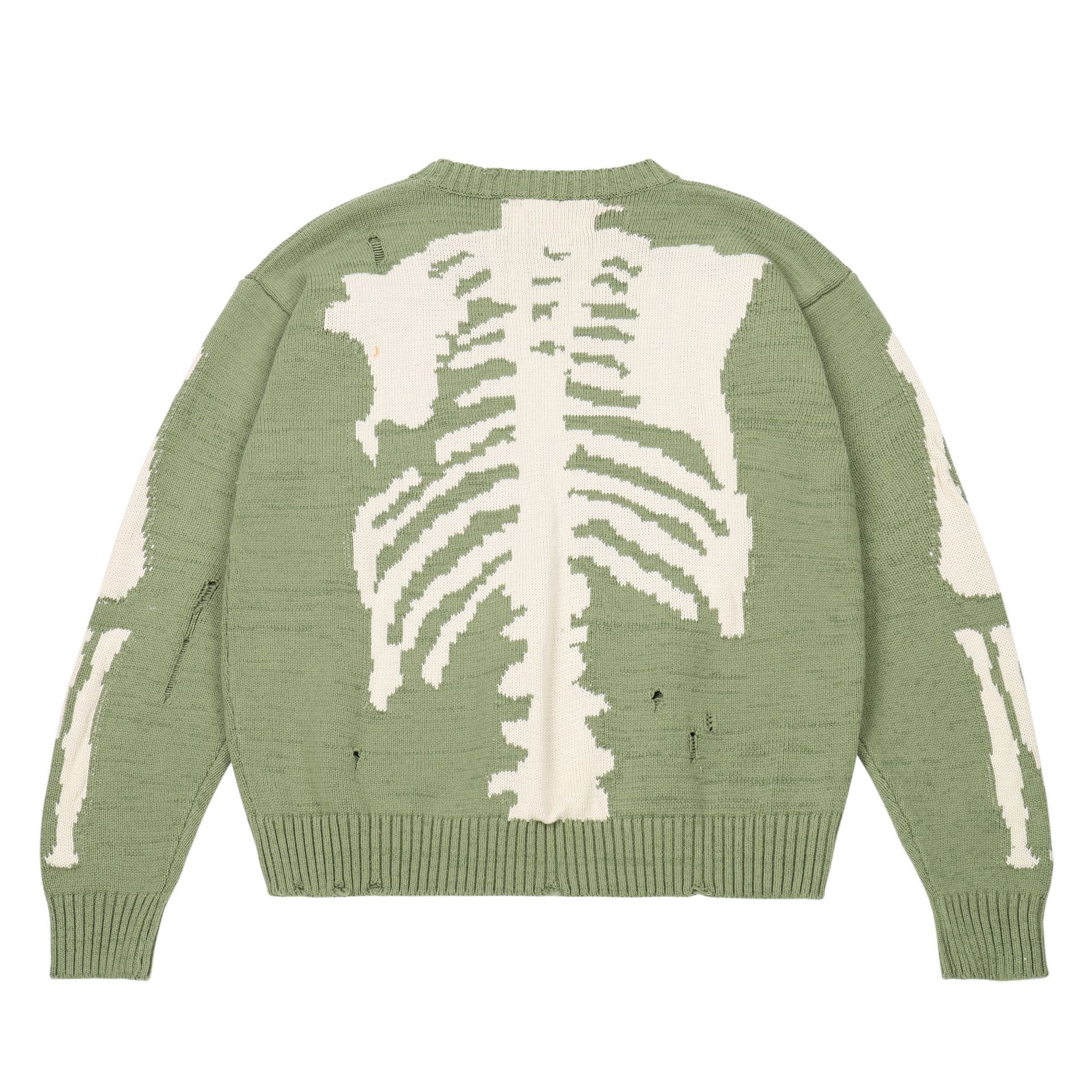 Cross-border European and American street hip-hop jacquard sweater street loose skull jacquard knitted pullover long-sleeved sweater men and women
