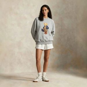2026 Autumn/Winter European Cross-Border Classic Cartoon Luggage Bear Print Casual Classic Hoodless Sweatshirt