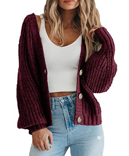 Cross-border women's clothing Amazon autumn/winter V-neck chunky knit cardigan women's lazy style knit sweater factory customization - Image 29