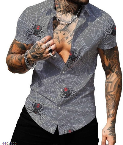 Cross-border foreign trade 2023 men's Hawaiian short-sleeved shirt men's lapel shirt holiday casual T-shirt - Image 30
