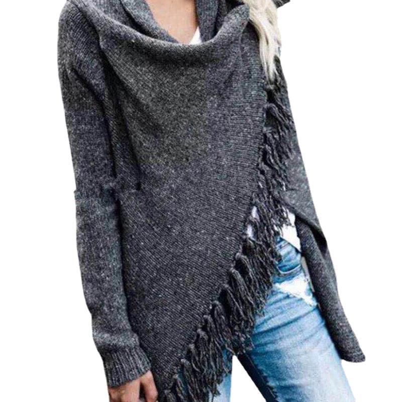 Cross-border 2023 women's clothing new AliExpress Amazon mid-length slim fashion Su diagonal style coat sweater women - Image 5