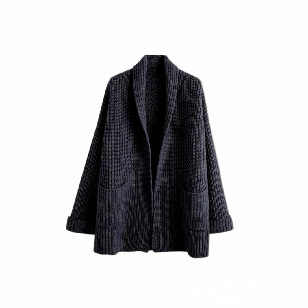 Cross-border Amazon Autumn/Winter New Women's Thick Solid Color V-neck Knitted Cardigan Loose Coat Cross-border Amazon - Image 4