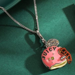 Qingdao Foreign Trade Accessories Enamel Glaze Pink 3D Helmet Pendant Necklace Luxury Niche Letter Fashion Pendant