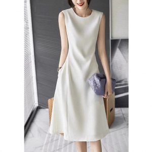 Sleeveless Acetate Mid-Length Dress