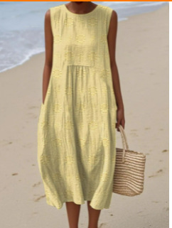 2025 European and American spring and summer new sleeveless casual printed temperament long skirt dress slim small fresh casual skirt - Image 7