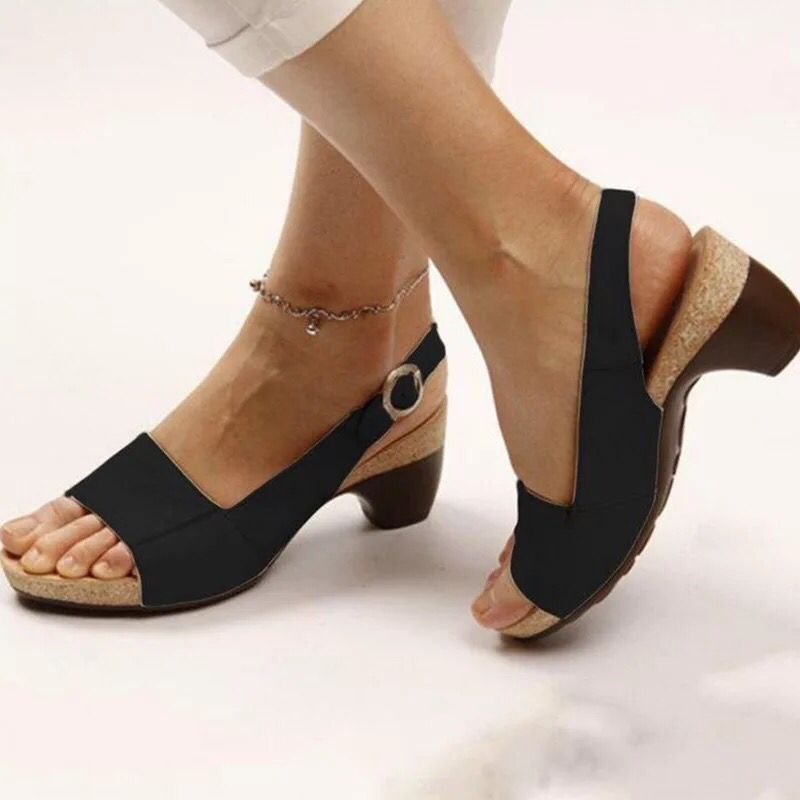 Independent station foreign trade new 2022 spring fish mouth clip toe beach women's thick heel sandals large size 35-43 women's shoes - Image 7