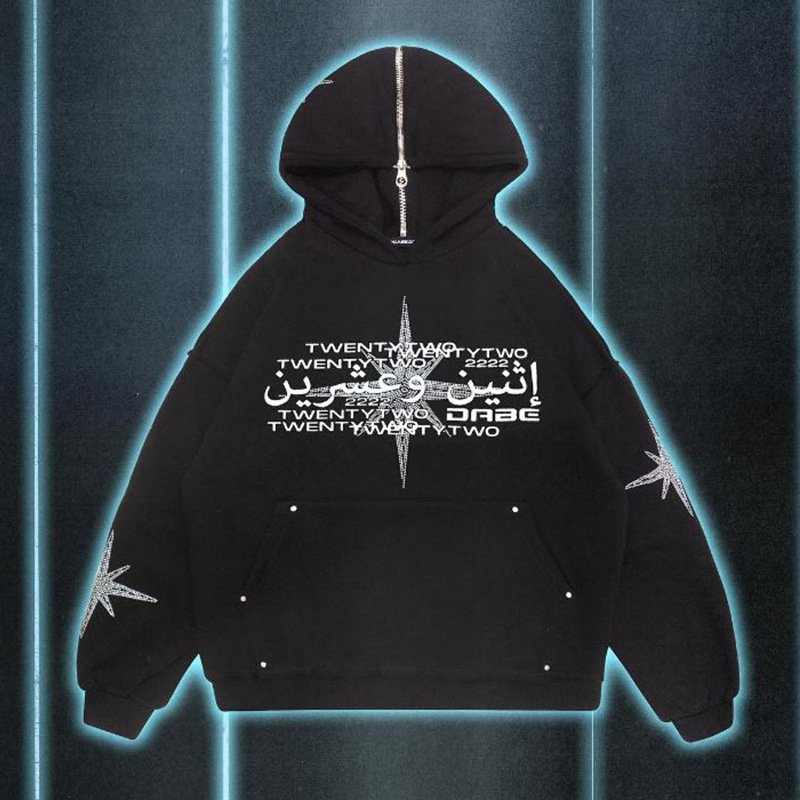 2022 AliExpress New Ladies Street Hoodie Skull Rhinestone Zipper Hooded Hoodie - Image 5