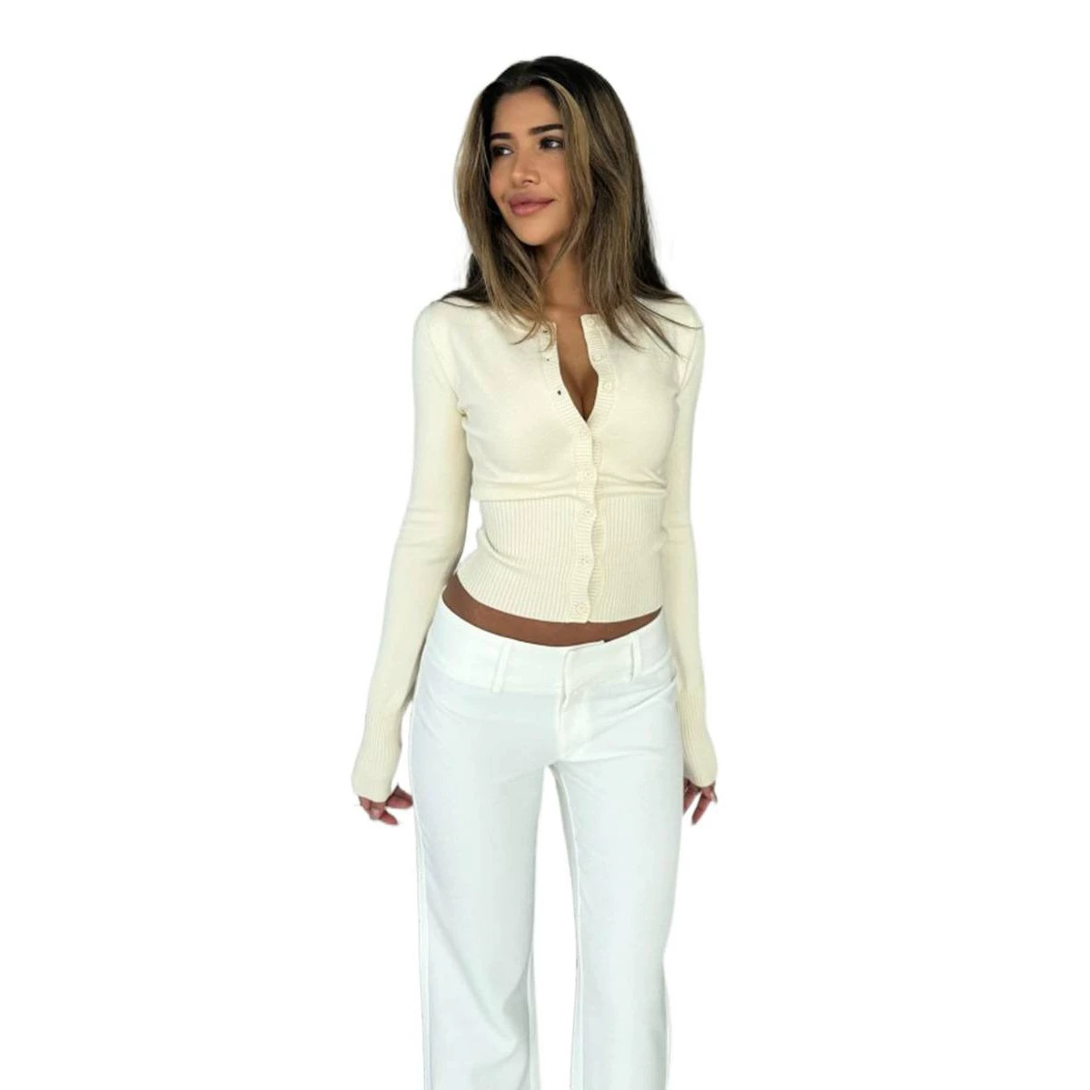 Cross-border knitted long-sleeved cardigan, European and American style, 2025 autumn and winter new slim-fit knitted base layer sweater cardigan for women. - Image 5