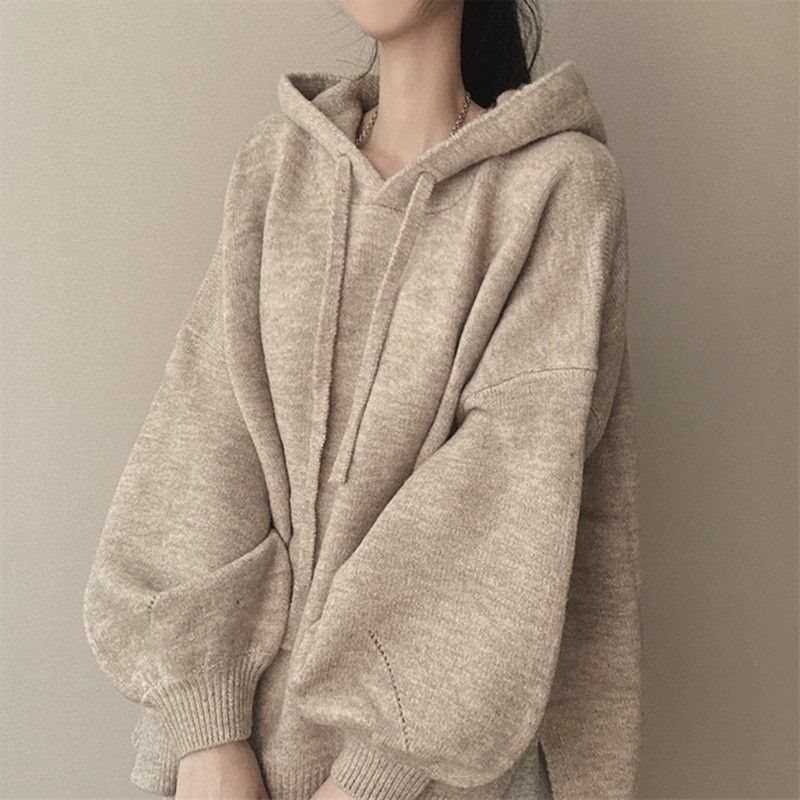 Large size fat mm lazy style hooded sweater loose sweater female 2024 new style hot style slimming belly covering top autumn