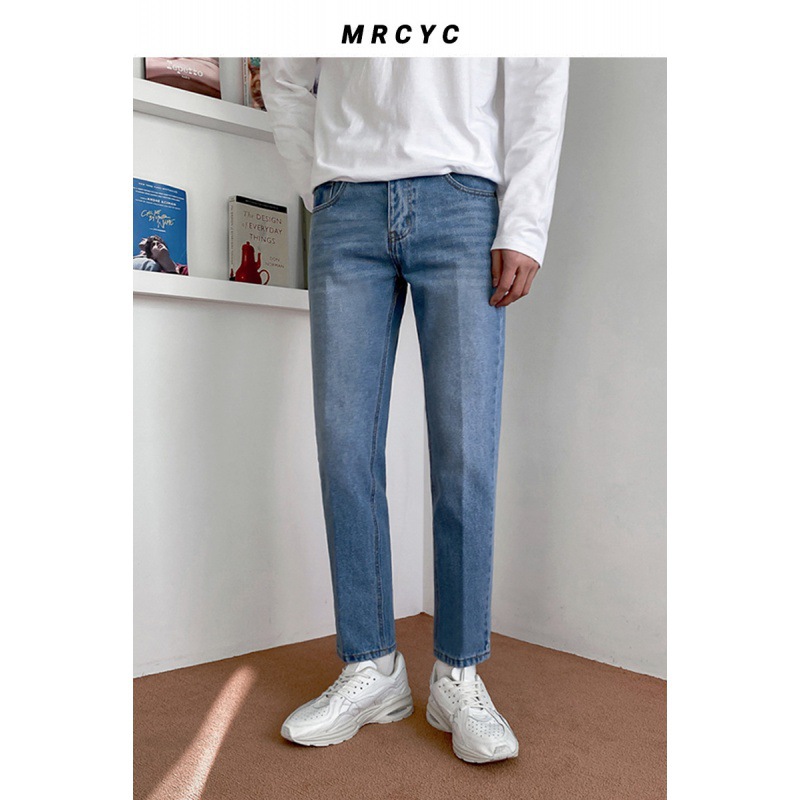 MYQ men's autumn nine-point straight-leg jeans loose-fitting Korean style trendy slim-fitting handsome little feet pants - Image 5