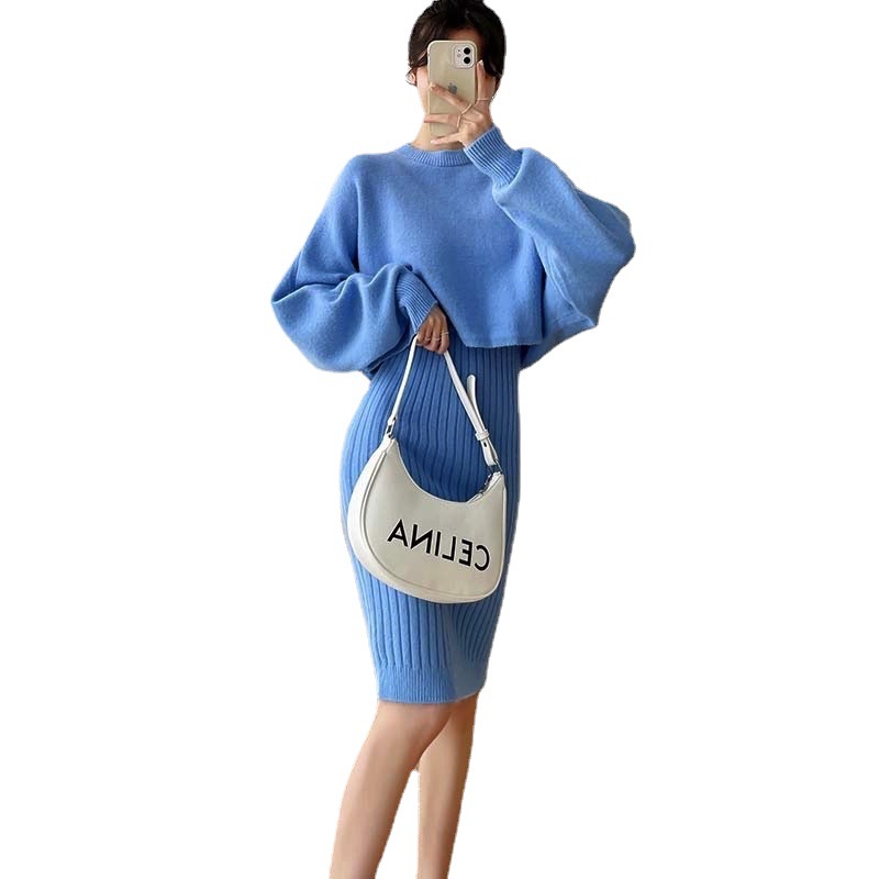 Suspender skirt suit autumn and winter new sweater dress two-piece dress other real shots and models in stock - Image 11