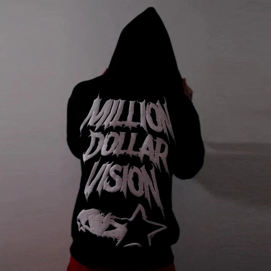 European and American street trend Y2K Gothic punk hip-hop fashion zipper hoodie - Image 2