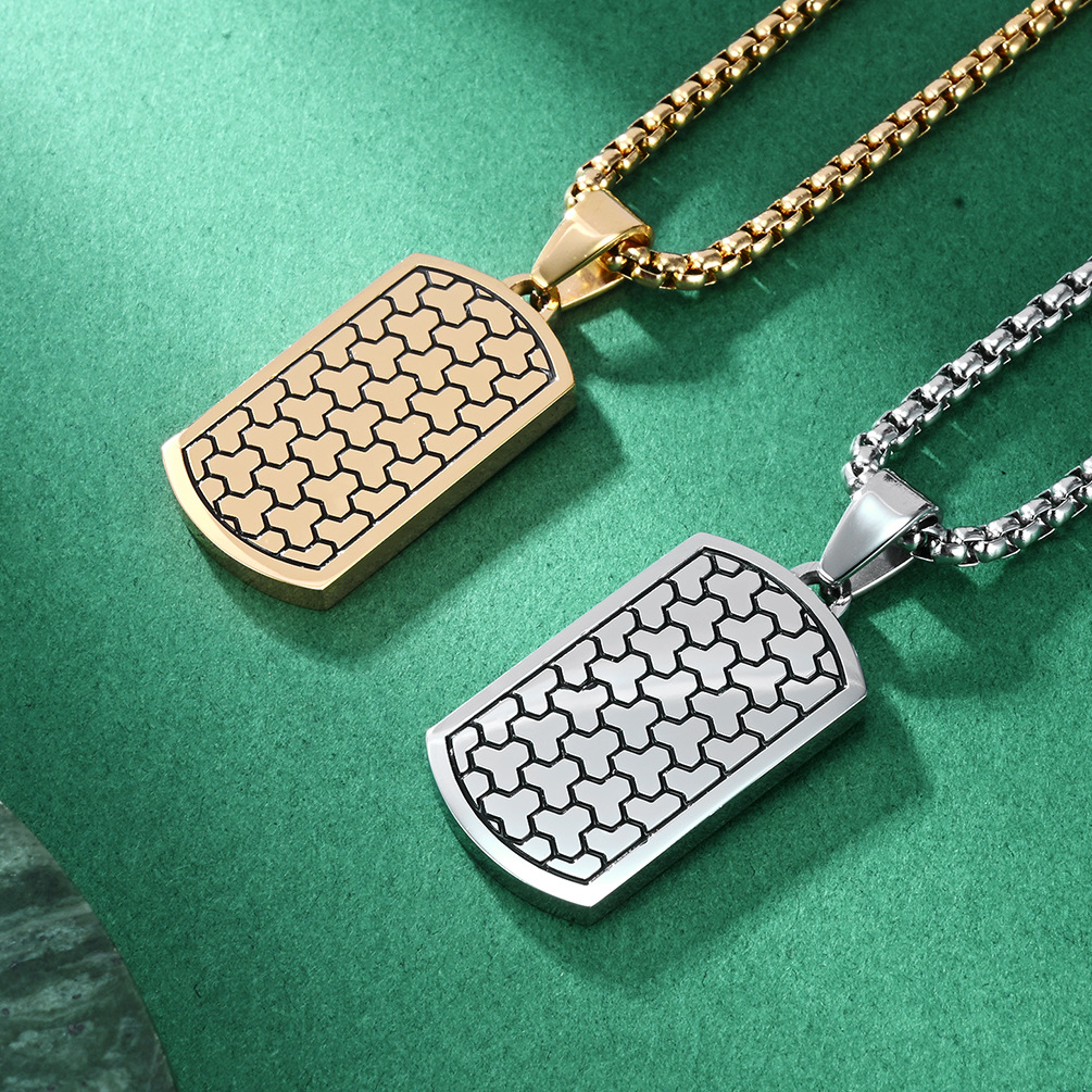 Original new stainless steel soccer ball textured tag pendant, titanium steel men's trendy hip-hop style necklace jewelry - Image 2