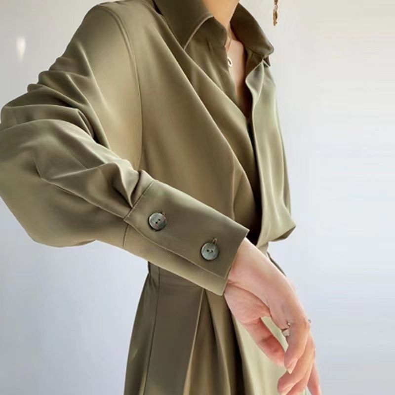 Chic and versatile self-induction French style small fragrance dress female design sense high-end long and short sleeve temperament slim mid-length skirt - Image 4