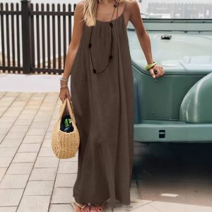 2026 New Women's Strappy Backless Loose-fitting Home Wear Dress (Amazon/AliExpress Cross-Border)