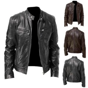 Men's Stand-Collar Motorcycle Jacket