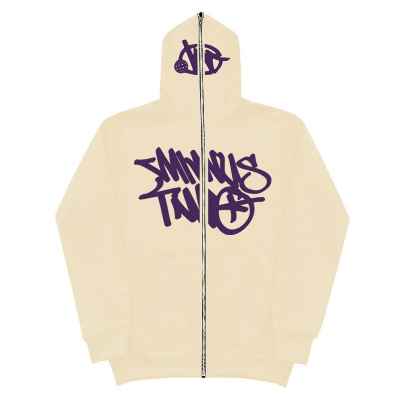 Y2K Unisex Fleece Hooded Sweatshirt Full Zip Plus Size Streetwear Stussy Tour Jacket - Image 10